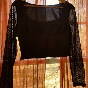 Black Mesh #Crop #Party #Top